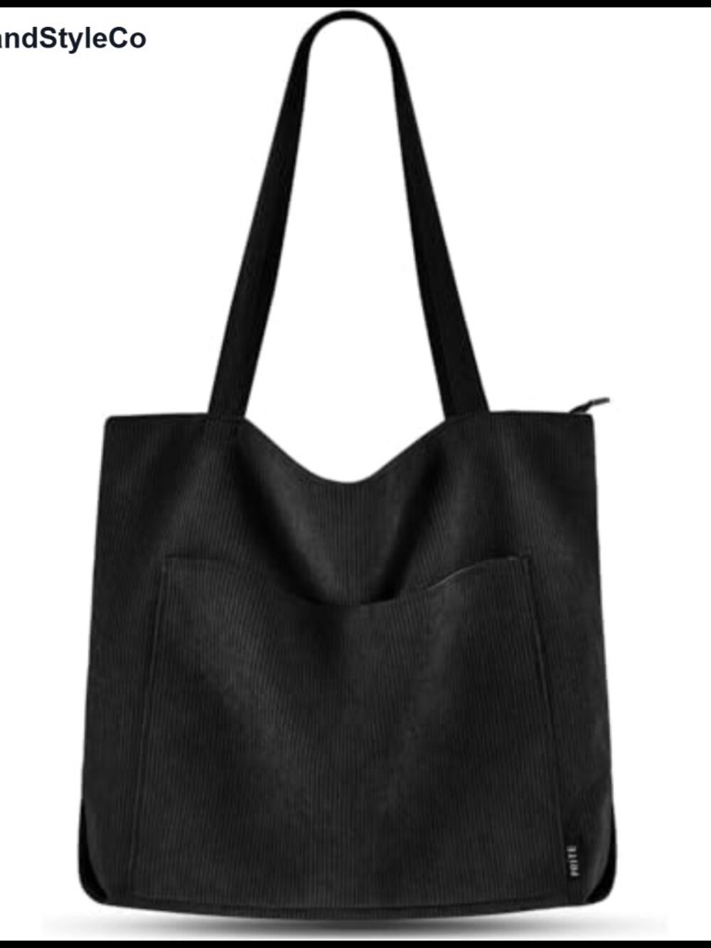 Corduroy Tote Bag for Women Large Shoulder Bag with Zipper Pockets